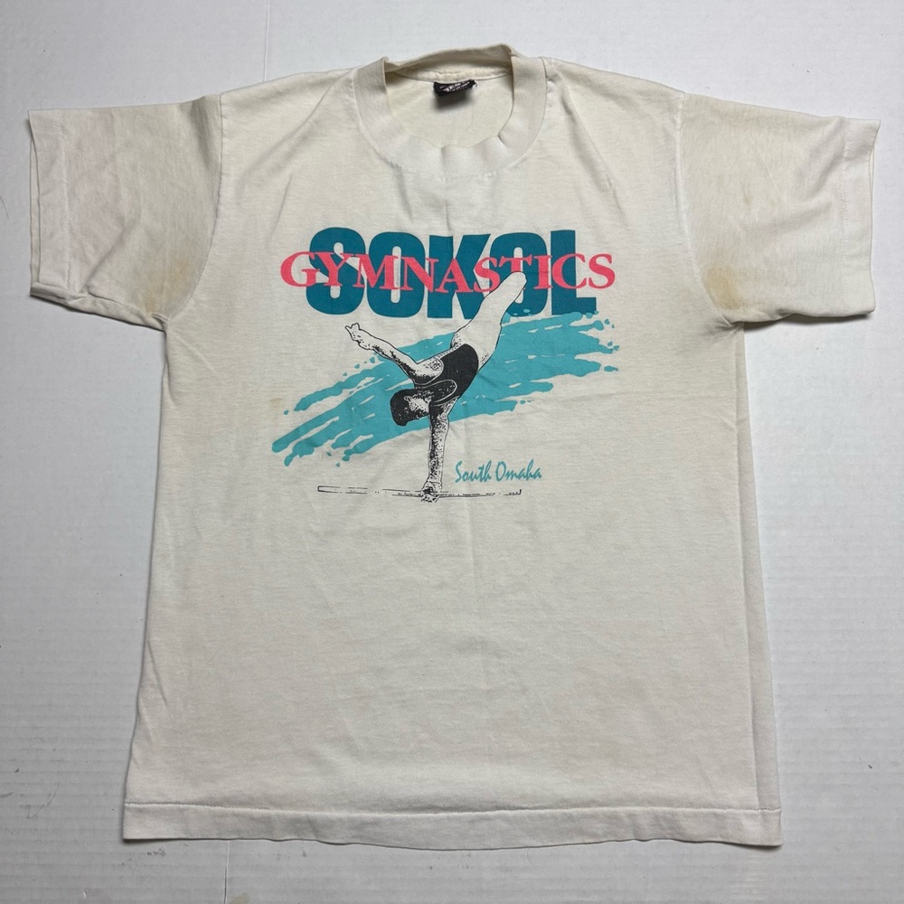 VINTAGE Fruit Of The Loom SOKOL GYMNASTICS South Omaha T-Shirt Fit Like Small